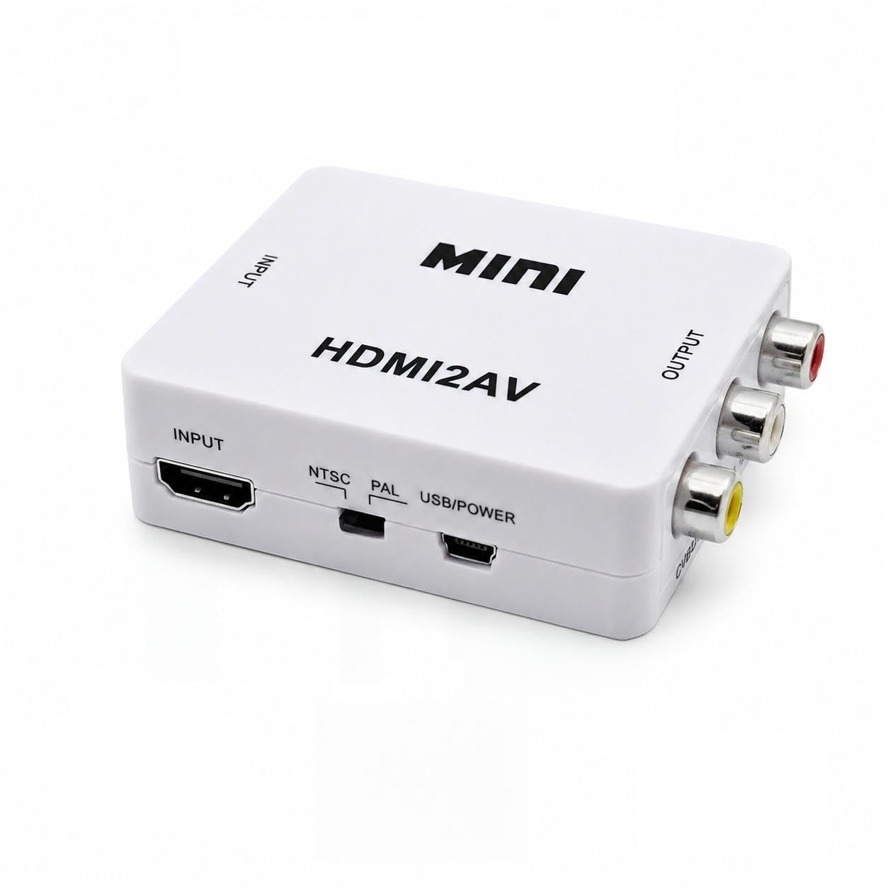 Conversor HDMI para AV RCA 1080p Mini HDMI2AV PAL NTSC com Cabo USB para TV Projetor
