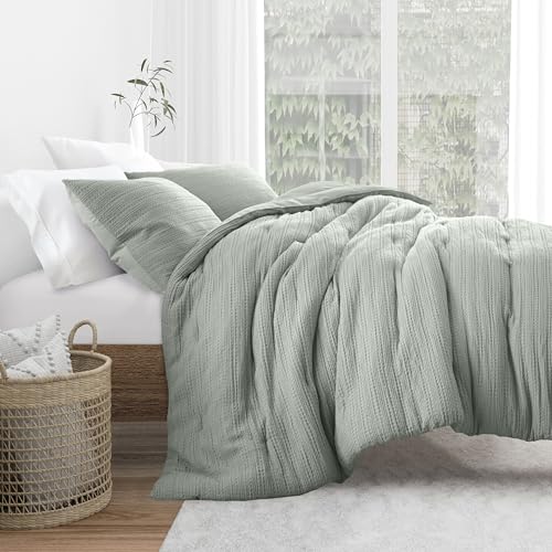 Merit Linens Waffle Textured 3 Piece Comforter Set...