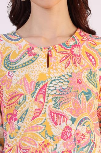 Image of W for Woman Pink Bold Geometric Printed Pure Cotton Straight Kurta