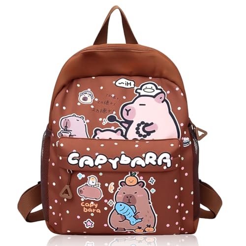 DVSWDMA Capybara Mochila para Niña y Niño con Correas Ajustables para Guardería Bolsa para la Escuela Dibujos Animados Animales Mochila para la Viajes y Escuela, 24 × 11 × 32 cm