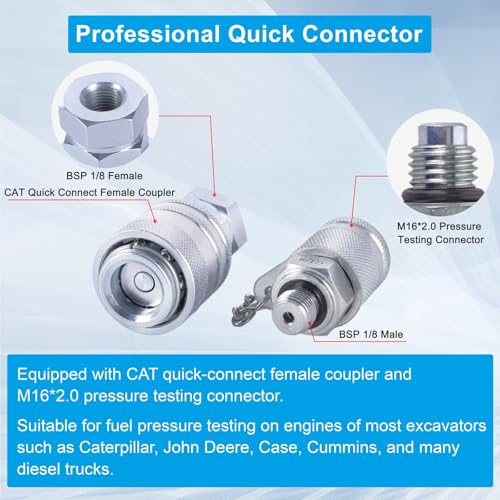 Image of Adap-Cat Hydraulic Pressure Test Coupling Kit, G1 /8 Quick Connect, for PD Series Coupler, Most Brand Excavator Construction Machinery Such as Caterpillar, John Deere, Case, Cummins