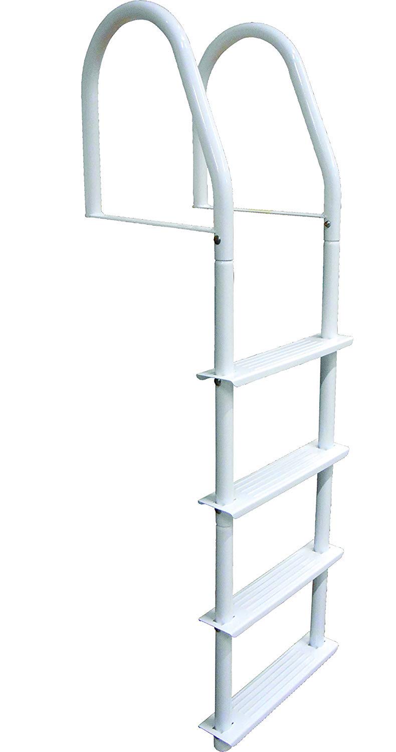 Dock Edge Fixed 4 Step Ladder Bright White Galvalume