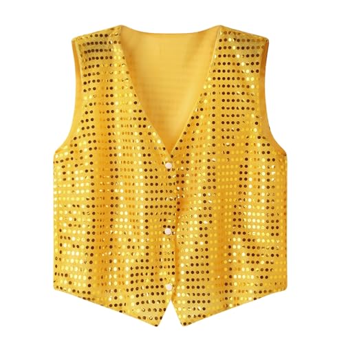 Gilet Paillette Homme sans Manche Gilet Homme Costume Annee 80 Gilets Hommes Paillettes Noeud Papillon Gilets Medieval Brillant Veste Disco Paillette