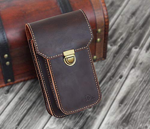 DK86 Genuine Leather Waist Bag Belt Pouch Fanny Pack for Cell Phone Coffee - Image 4