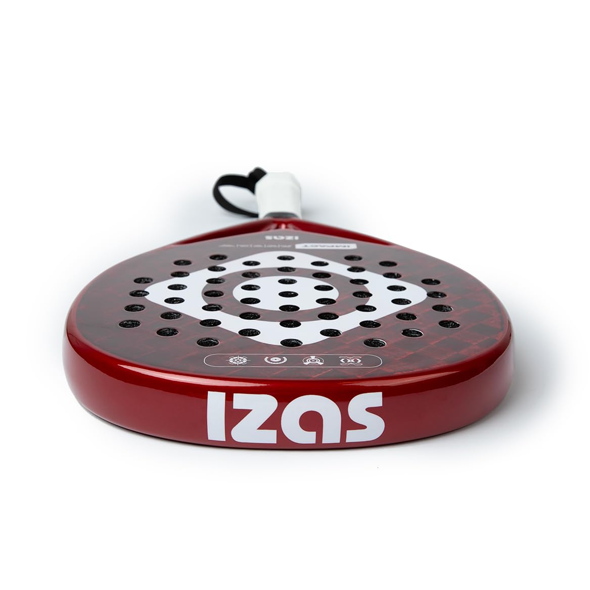 IZAS Impact Pala de Padel Ligera de Fibra de Carbono y Espuma EVA con Diseño Diamante. Pala 38mm de Diseño Ergonómico para Máxima Potencia, Control y Absorción de Vibraciones. Raqueta Unisex 365g Rojo