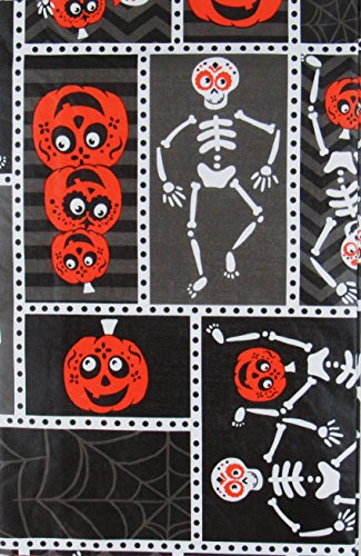 Nantucket Dancing Skeletons And Smiling Jack-O-Lanterns Vinyl Flannel Back Tablecloth (60" Round) #TOP17