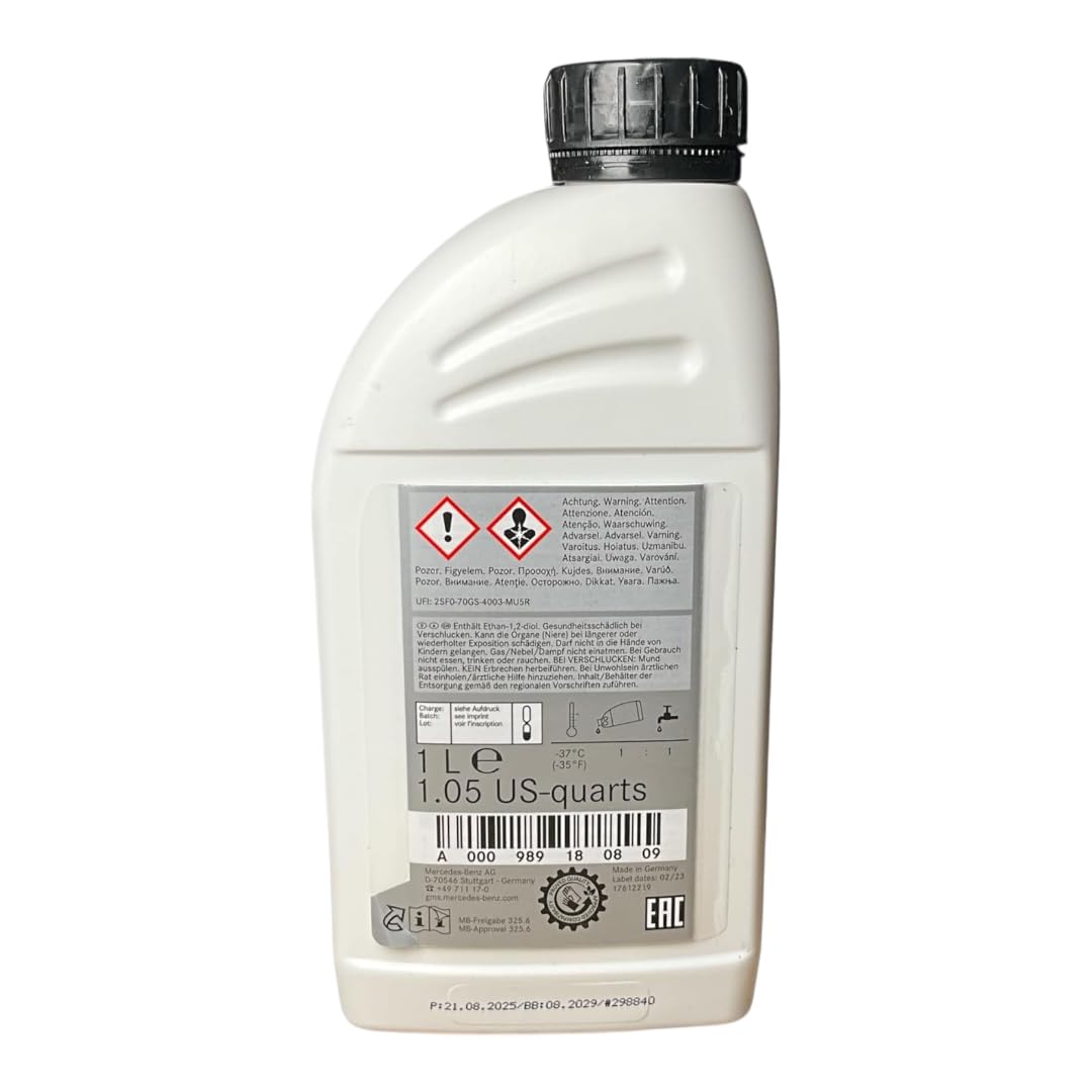 Original Mercedes benz Líquido Anticongelante Refrigerante Puro MB 325.6 1 Litro, A000989180809