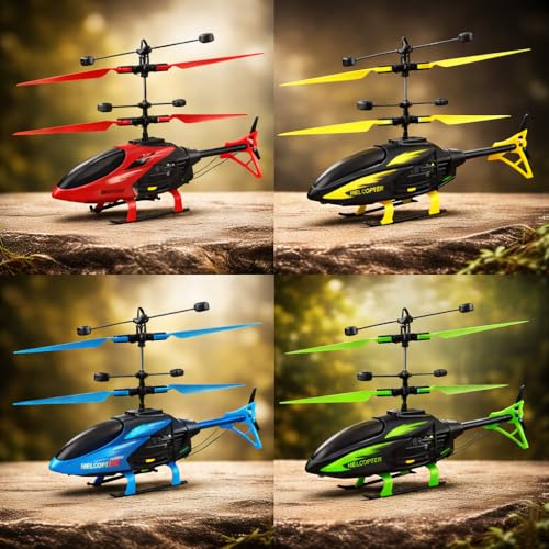 Image of Remote Control Helicopter Toy for Kids -Strong Flying, Rechargeable, LED Lights, Indoor & Outdoor RC Helicopter (Colour as per Stock)