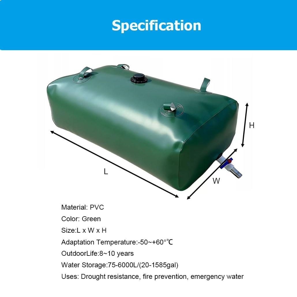 Contenitori pieghevoli for sacca d'acqua, serbatoio portatile for sacca d'acqua dolce di grande capacità da 20-1585 galloni for resistenza alla siccità(1.3x0.8x0.48m/500L/132gal)