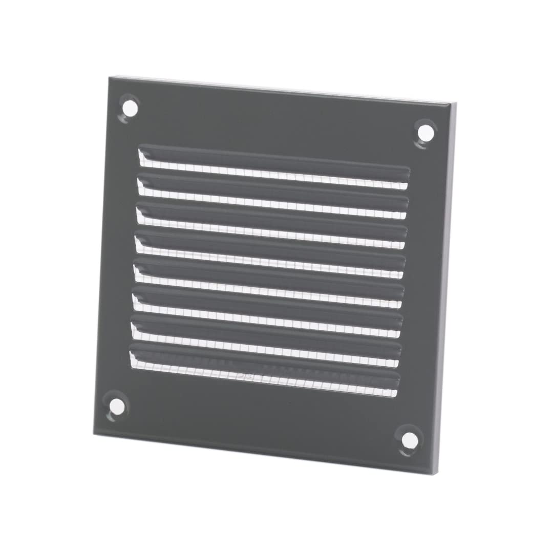 Europlast Grey 100X100mm / 4X4" Inch Metal Air Vent Grille Cover With Insect Mesh - Ventilation Cover
