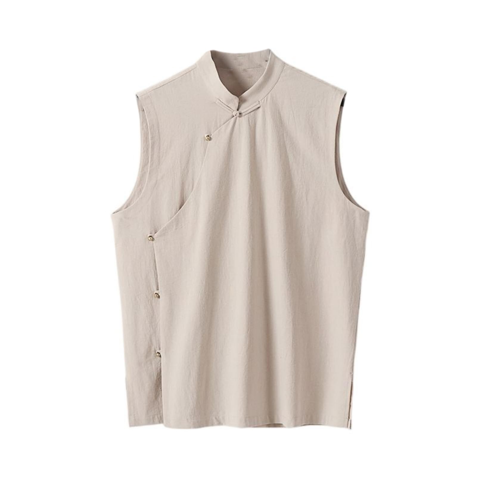 Chaleco de algodon para hombre cuello alto ropa casual sin mangas 6