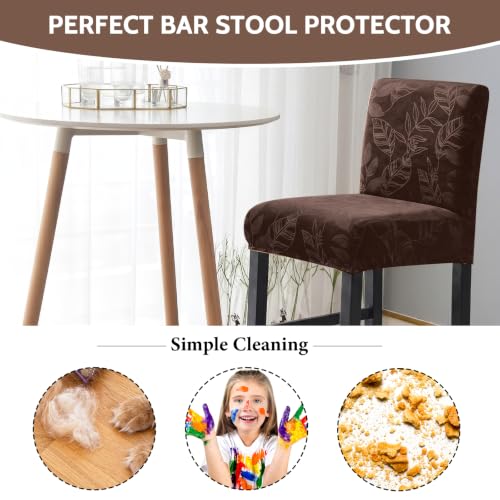 Image of FUANGUI Bar Stool Covers Set of 2, Stretch Bar Stool Seat Covers | Washable Removable Bar Chair Covers with Backs Slipcovers, Bar Chair Covers Square for Kitchen Dining Room Cafe