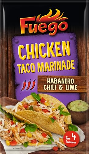 Fuego - Chicken Taco Marinade | Flüssigmarinade für Hähnchenfleisch | Ohne Geschmacksverstärker, ohne Farbstoffe | 45 ml