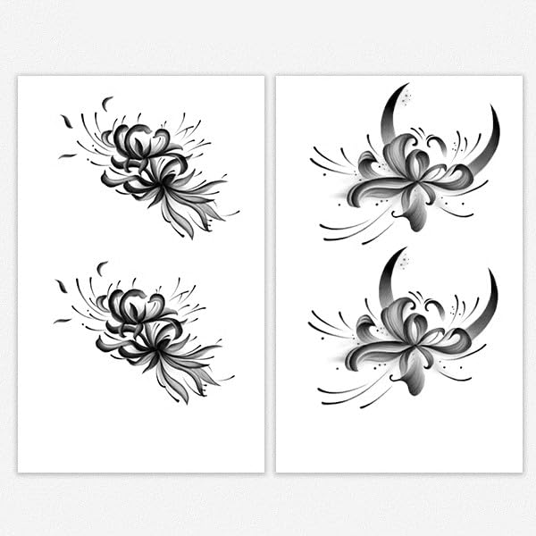 2 Pieces Of Red Spider Lily Tattoo Stickers Waterproof Long