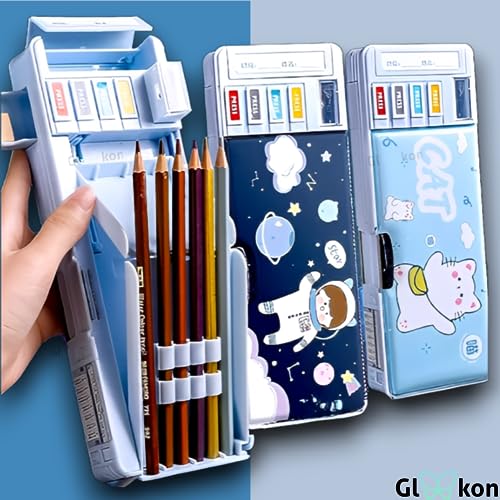 Image of Plastic Space Astronaut Pencil Box For Girls & Kids, Compass Box For Boys, Pencil Pouch For School, Pencil Case Gift For Boys (Space Button), Multicolour