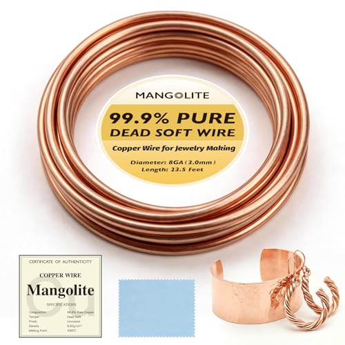 8 Gauge/3.0mm Copper Wire for Jewelry Making Gardening & Electroculture