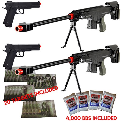 UKARMS 2Pack- Marksman Tactical Airsoft Sniper Rifle M83A1 Gun & Pistol & BBS