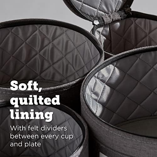 storageLAB China Storage Set, for Dinnerware Storage and Transport, Felt Plate Dividers Included (Grey)