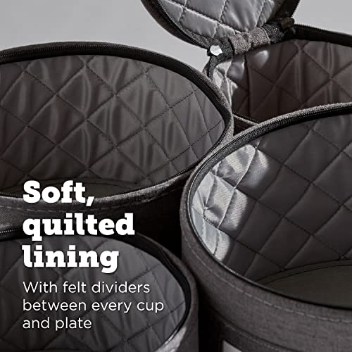 Storagelab China Storage Set, Hard Shell And Stackable, For Dinnerware Storage And Transport, Protects Dishes Cups And Mugs, Felt Plate Dividers Included (Gray, 4 Piece Quilted Set For Plates) #TOP4