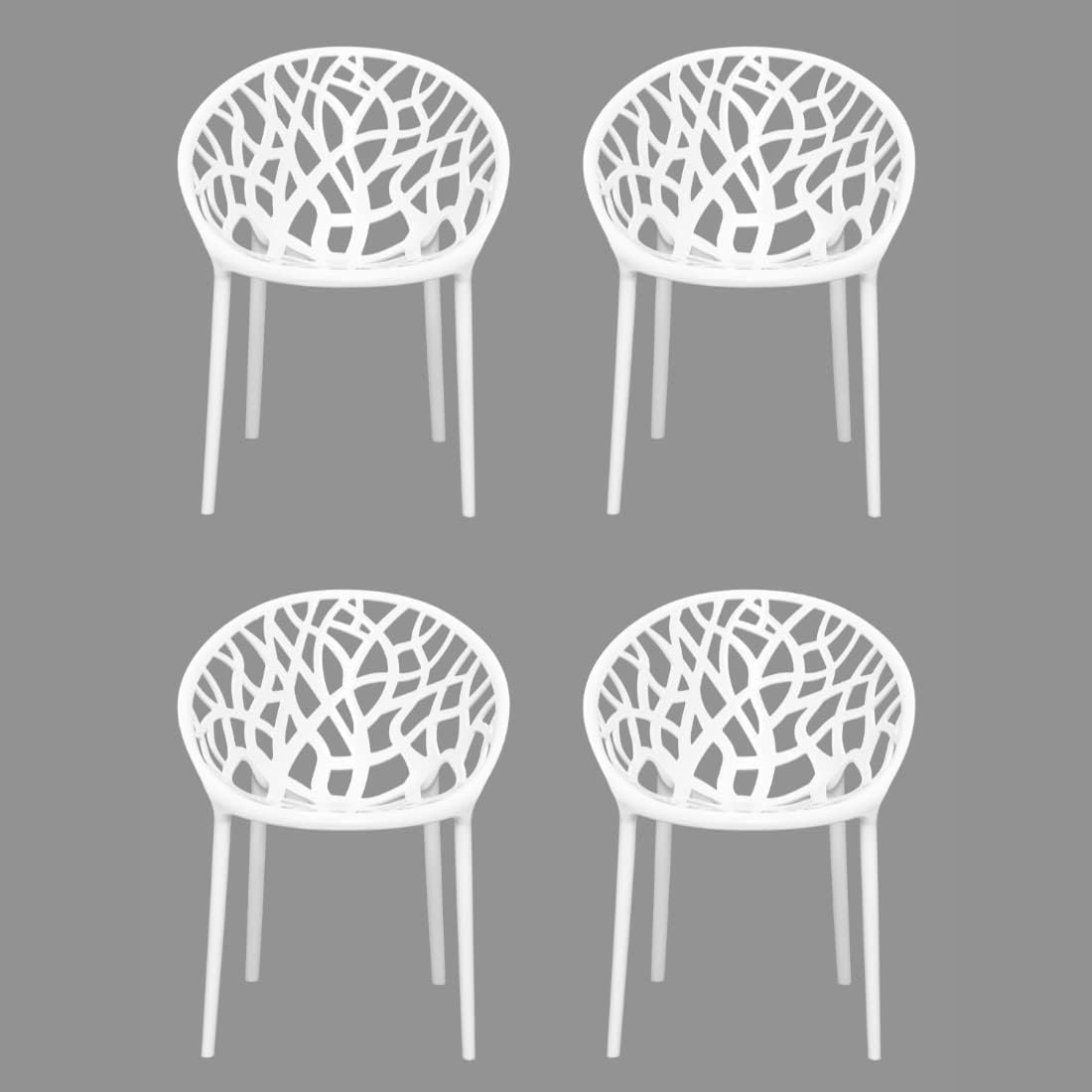 ACTIVA Crystal Plastic Arm Chair | Oversized,Comfortable&Durable/Tree Design Chair for Patio| Stackable Chair for Home/Patio/Garden/Restaurant| Indoor Outdoor Seating Furniture (Milky White, Set of 4)-image-36