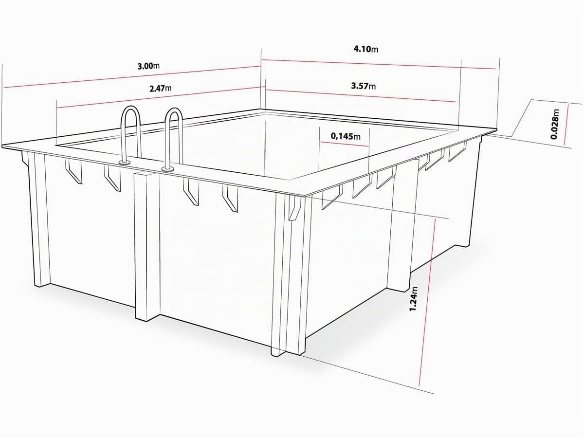 Piscina Rectangular de Madera Caimanes 140-4,10 x 3,00 x 1,39 m