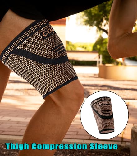 Image of 1 Pair Thigh Compression Sleeve, Hamstring Compression Sleeve for Men and Women, Anti-Slip Upper Leg Sleeves for Recovery, Running, Sports and Workout
