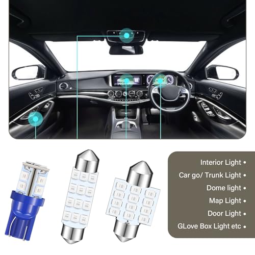Kit de 24 Piezas Bombillas LED para Interior de Auto Azul miniatura 5