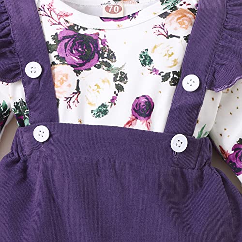 Image of Newborn Baby Girl Clothes Toddler Long Sleeve Ruffle Romper Top Infant Skirt Set Little Girl Overall Dress