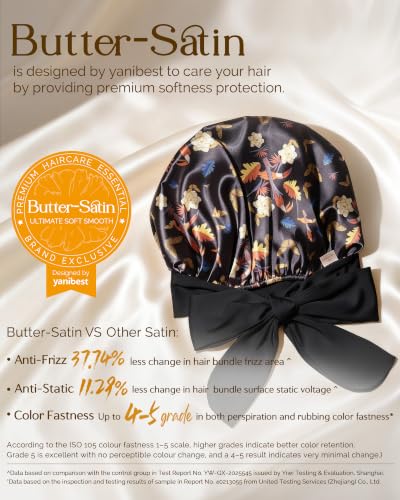 Image of YANIBEST Adjustable Silk Bonnet for Sleeping Women Double Layer Satin Bonnet Reduce Friction Prevent Frizz Curly Hair