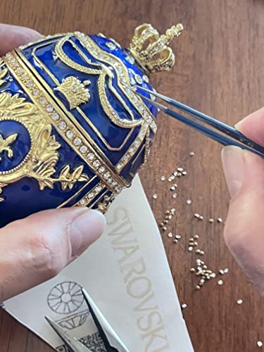 Sapphire Blue Fabergé Egg 24Kgold 4Ct Collectors Egg Russian Jewelry Box Faberge Egg Trinket Box Hand Decorated With 200 Austrian Crystals Her Faberge Box Jewellery Gift For Mom Mothers Day Surprise #TOP3