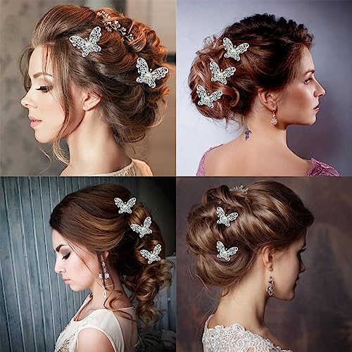 Boyivi 15 Pieces Butterfly Hair Pin Butterfly Hair Clips Alloy Rhinestone Crystal Pearl Hair Clips Bridal Wedding Hair Pins Bride Bridesmaid Headwear Hair Accessories For Women Girls thumb #2