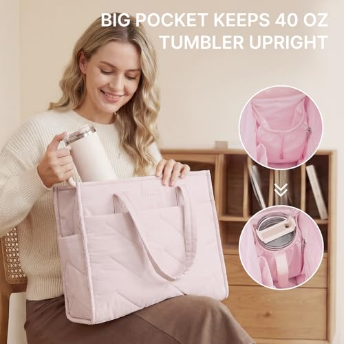 Image of G4Free Tote Bag for Work, Lightweight Structured Large Tote Handbag with Multi-Compartment and 40oz Cup Holder for Women