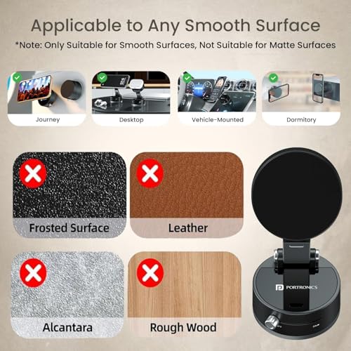 Image of Universal 360 Hold X Vacuum ,Magnetic Suction Phone Holder, Magnetic Suction Phone Mount, Foldable and Retractable Double-Sided Phone Holder, Adjustable Strong Car Mount (BLACK )