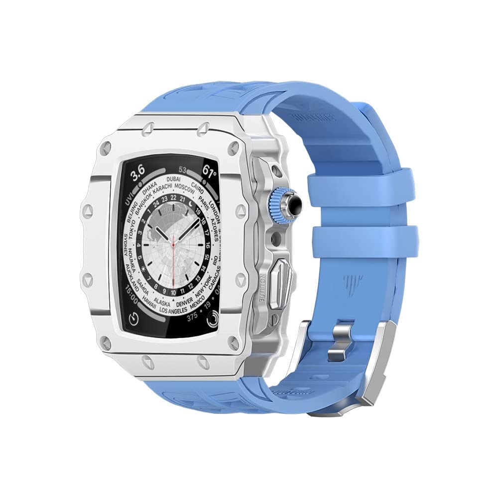 DAVNO Carbon Fiber Strap for Apple Watch Mod Kit 45mm 44mm Band Rubber Bracelet Wristband for IWatch 8