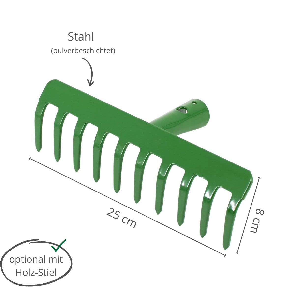 Polar 2232 Stahl-Rechen | 10 Zinken, 5 Mm Stahl, 26 Cm Breite | Für Laub & Boden