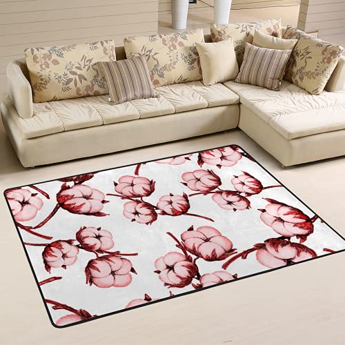 Grand tapis de sol super doux aux fleurs rose corail 160x122 cm
