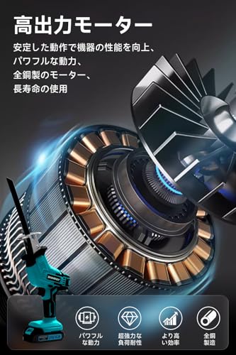 電動ノコギリ レシプロソー 2個バッテリ ノコギリ のこぎり 電動カッター 充電式レシプロソー ブルー WFJ 3枚目