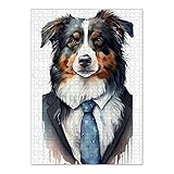 artboxONE-Puzzle XL (1000 Teile) Tiere Geschäfts Schäferhund - Puzzle Tier aquarell australisch
