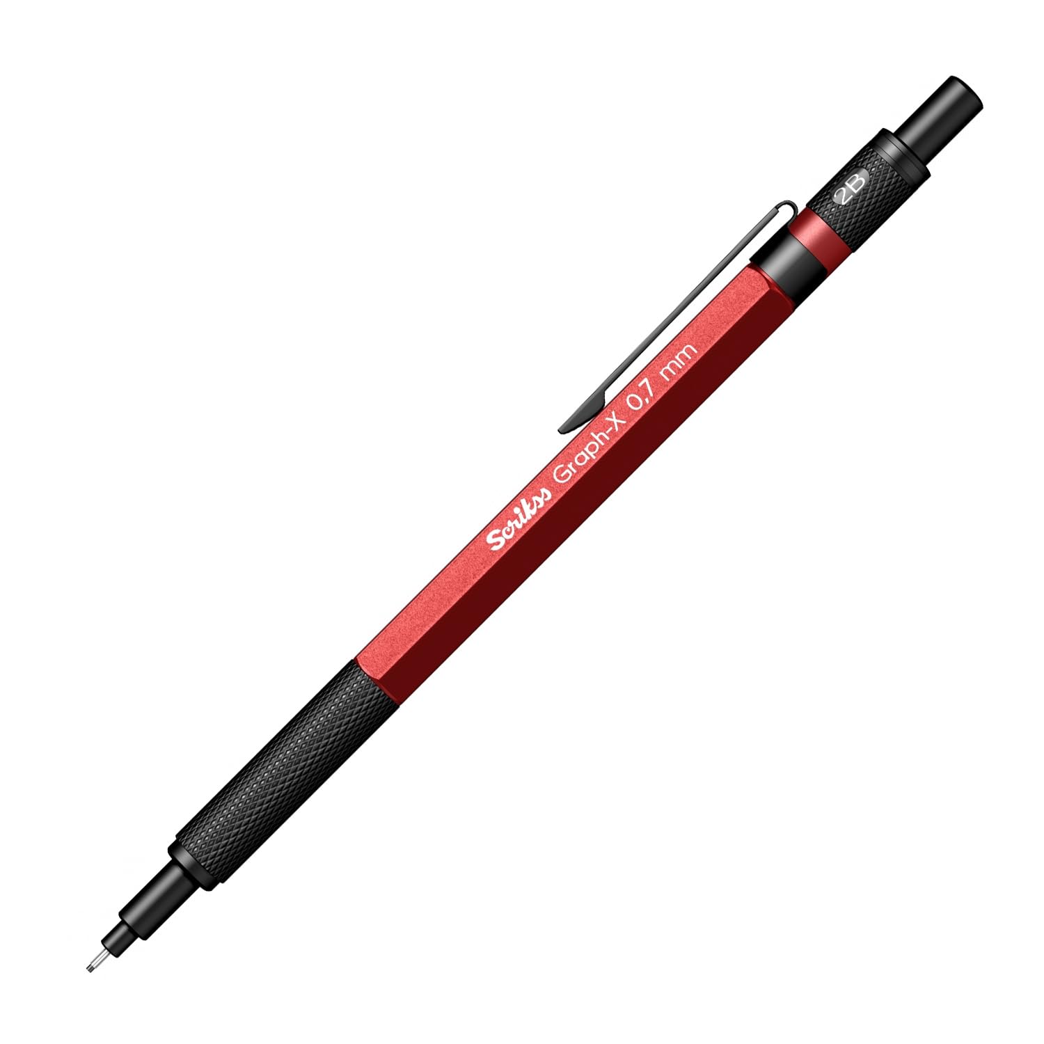 Scrikss Graph-X Mechanical Pencil, Metal Barrel, Ergonomic Grip, Professional Writing & Drawing Tool (0.7 mm, Matt Red)