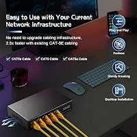 Binardat 5 Port 2.5G Switch, 5 x 2.5 Gigabit RJ-45 Base-T Ports, Unmanaged Multi-Gigabit Desktop Ethernet Switch – Ansicht 6