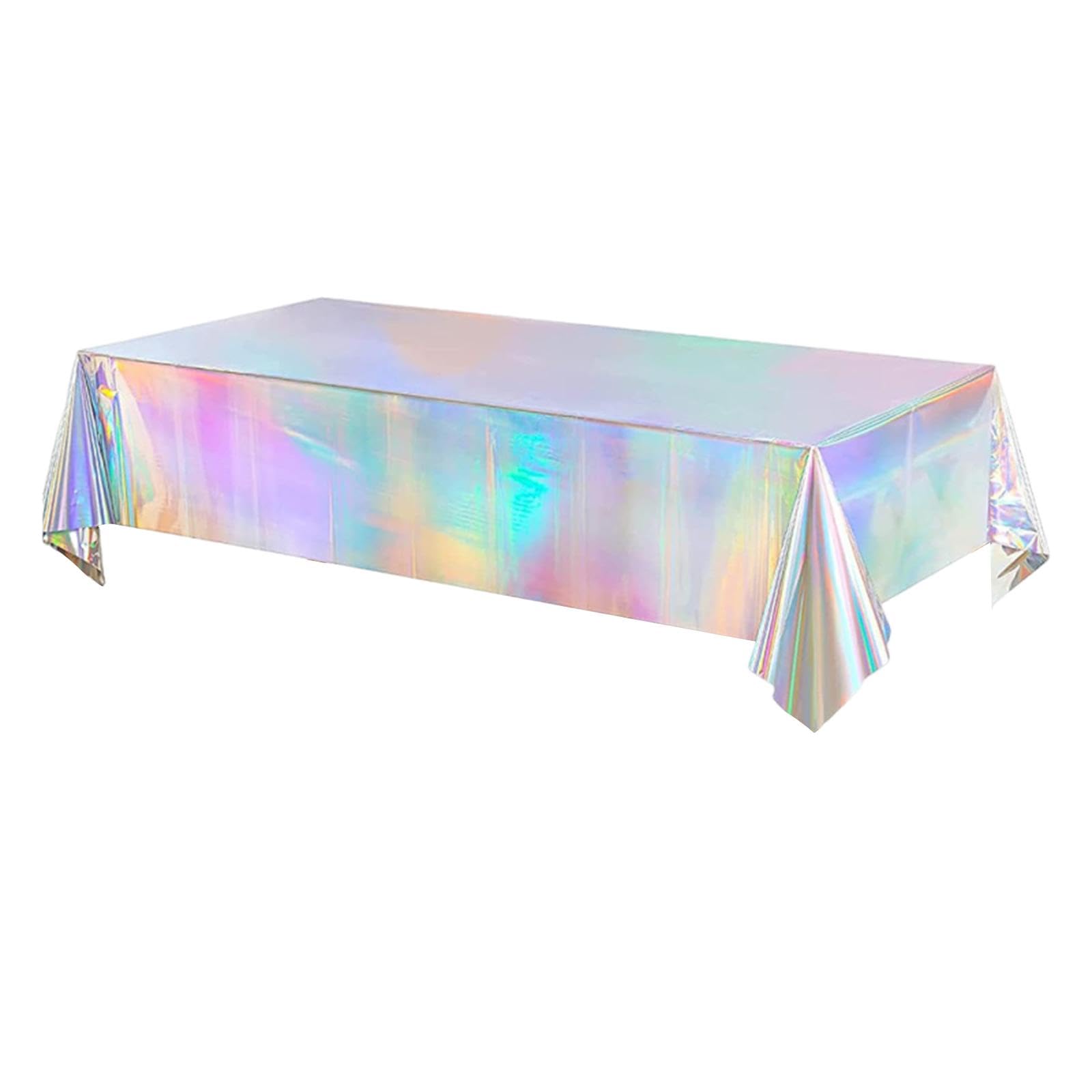 Iridescent PP Tablecloth Stylish for Theme Birthday Party Home Festival Colorful Silver | Tablecloths | Linens & Textiles | Kitchen, Dining & Bar-image-43
