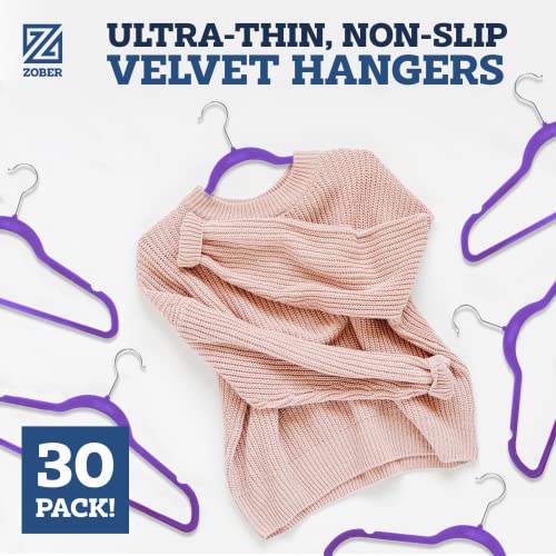 image for Zober Velvet Hangers - Heavy Duty Hangers for Coats, Pants & Dress Clo