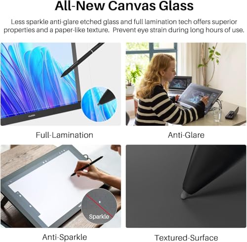 Image of HUION Kamvas Pro 19 (4K) Drawing Tablet with 18.4 inch UHD IPS Touch Display | 16384 Pressure Levels | 150% sRGB | Anti-Glare Glass | USB-C Connectivity | Integrated Stand for Designers & Animators