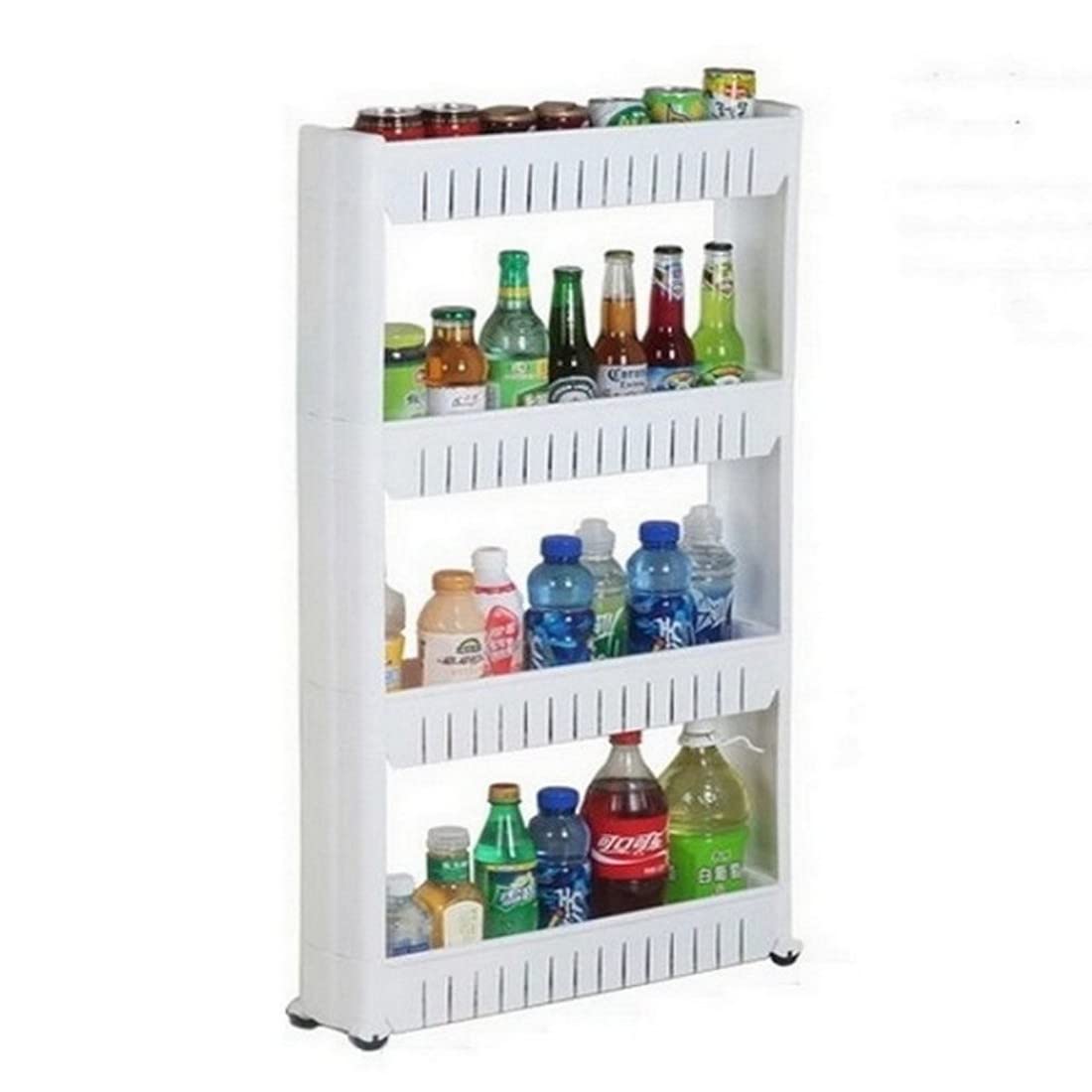 RENARSH 4 Layer Storage Rack for Multipurpose with Wheels-Space Saving 4 Tier Slim Multipurpose Storage Organizer Rack, White-picture-14