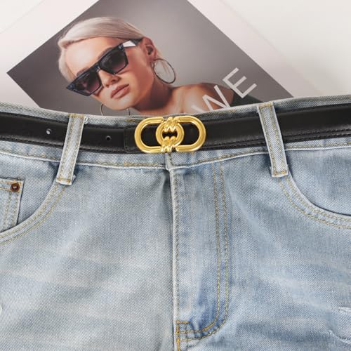 Image of Aurolran Women's Leather Belt with Buckle - Ideal for Dresses, Jeans, and Coats
