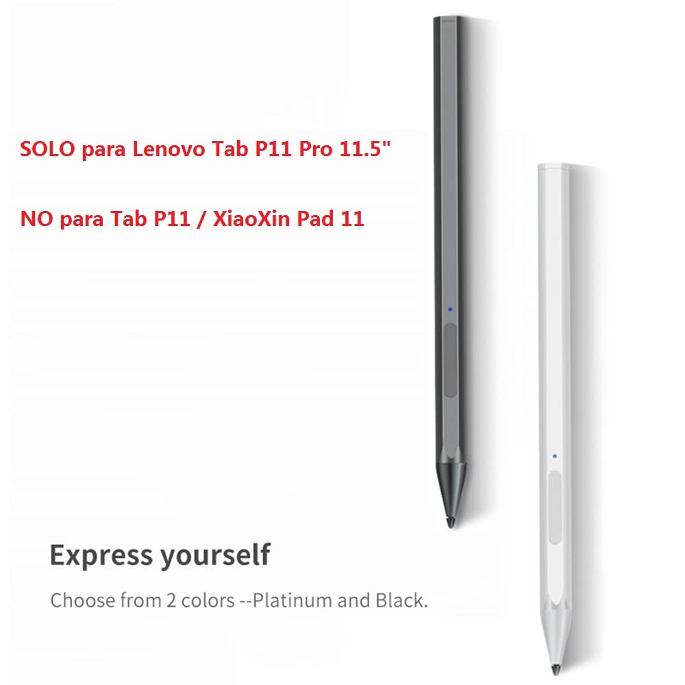 Lápiz Stylus Solo para Lenovo Tab P11 Pro,11.5" TB-J706F,Lápiz táctil Recargable para tabletas (Negro)