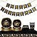 45 piezas Suministros de fiesta de 50 cumpleaños de oro negro Decoración de fiesta de 50 cumpleaños. Saludos a la pancarta de cumpleaños de 50 años Saludos a los 50 años Platos y Servilletas