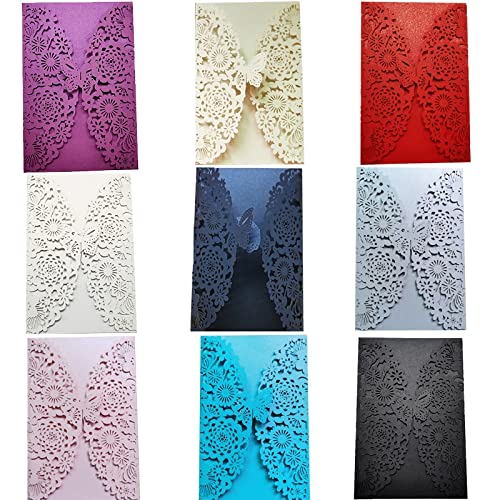 SXHRR Weihnachtskarten 25 Teile / 50 stücke Mode Schmetterling einladungen Karte Hochzeit Engagement Mariage graduacion Party einladen Lieber liefert Danke Karten (Color : Black, Größe : 25pcs)