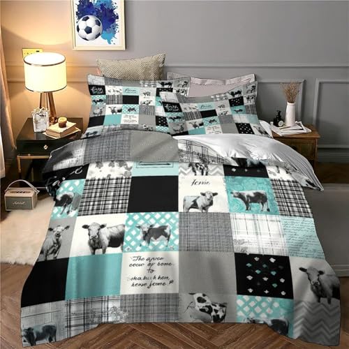 Housse de couette animaux de la ferme microfibre résistante parure de lit imprimée