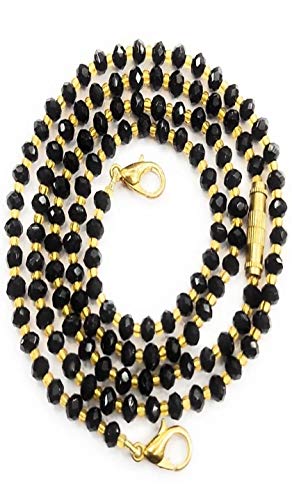 Black Crystal Mangalsutra Necklace Round Faceted Beads 1 Layer Unique Black Color Mala for Women Fashion Jewellery-image-11